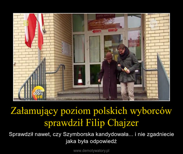 Załamujący poziom polskich wyborców sprawdził Filip Chajzer – Sprawdził nawet, czy Szymborska kandydowała... i nie zgadniecie jaka była odpowiedź 