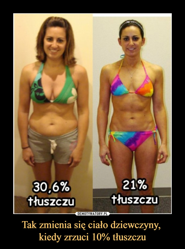 Tak zmienia się ciało dziewczyny, kiedy zrzuci 10% tłuszczu –  30,6% TŁUSZCZU21% TŁUSZCZU