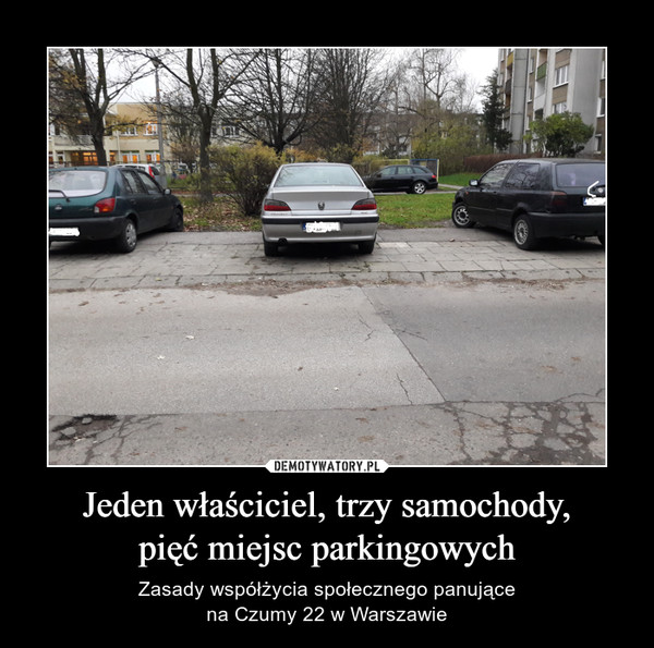 Jeden właściciel, trzy samochody,pięć miejsc parkingowych – Zasady współżycia społecznego panującena Czumy 22 w Warszawie 
