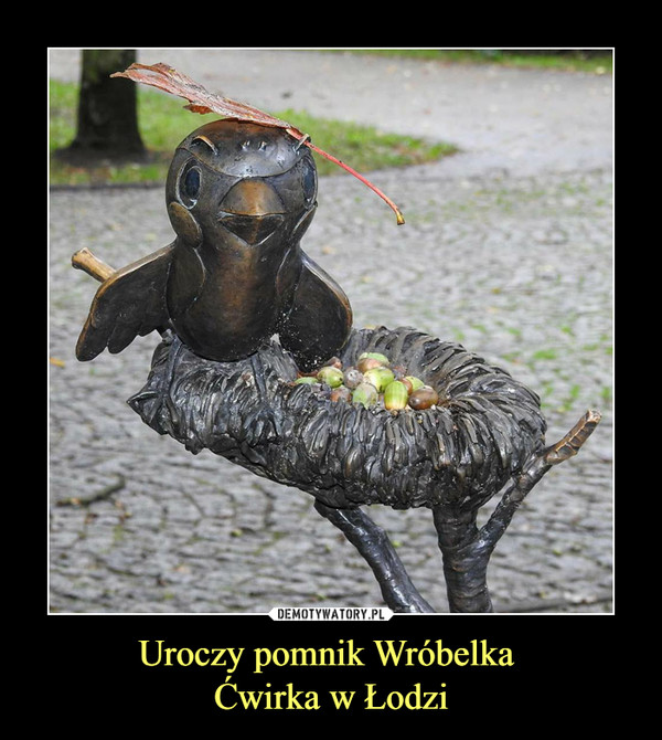 Uroczy pomnik Wróbelka 
Ćwirka w Łodzi
