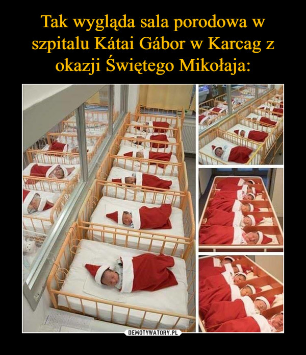 Tak wygląda sala porodowa w szpitalu Kátai Gábor w Karcag z okazji Świętego Mikołaja: