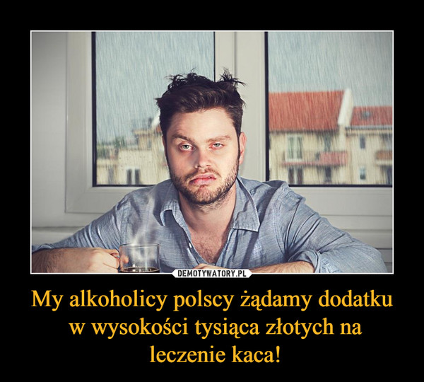My alkoholicy polscy żądamy dodatku w wysokości tysiąca złotych na leczenie kaca! –  