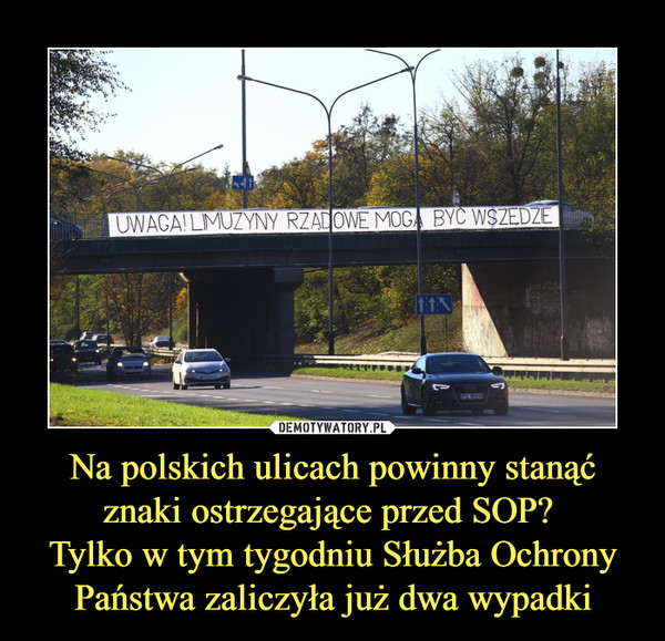 Na polskich ulicach powinny stanąć znaki ostrzegające przed SOP? Tylko w tym tygodniu Służba Ochrony Państwa zaliczyła już dwa wypadki –  