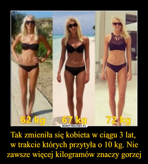 Tak zmieniła się kobieta w ciągu 3 lat, w trakcie których przytyła o 10 kg. Nie zawsze więcej kilogramów znaczy gorzej –  