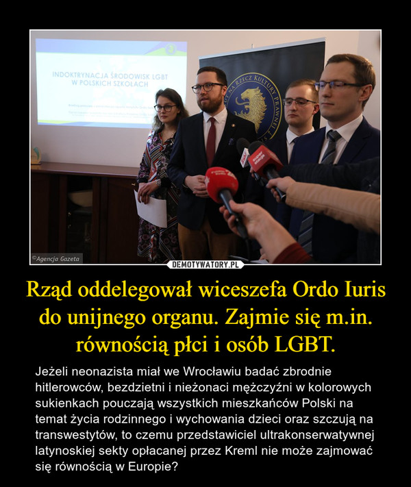Rząd oddelegował wiceszefa Ordo Iuris do unijnego organu. Zajmie się m.in. równością płci i osób LGBT.