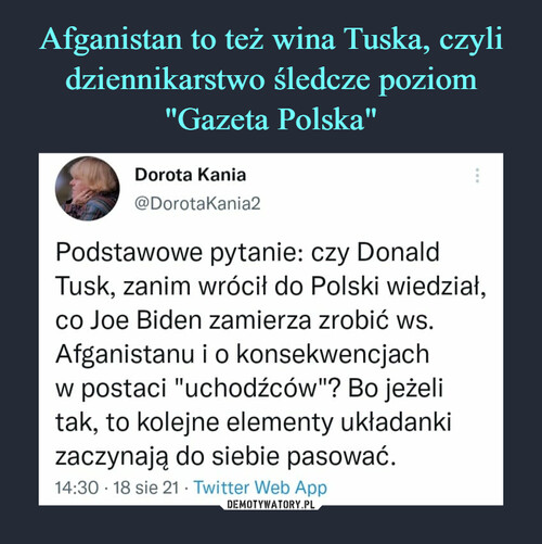 Afganistan to też wina Tuska, czyli dziennikarstwo śledcze poziom "Gazeta Polska"
