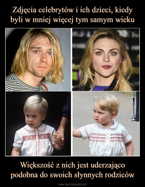 Zdjęcia celebrytów i ich dzieci, kiedy byli w mniej więcej tym samym wieku Większość z nich jest uderzająco podobna do swoich słynnych rodziców