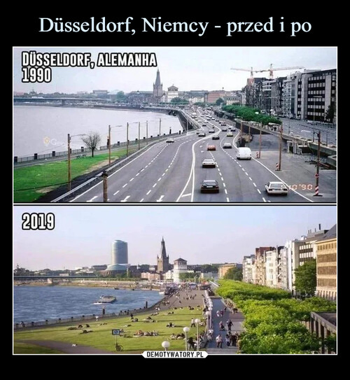 Düsseldorf, Niemcy - przed i po