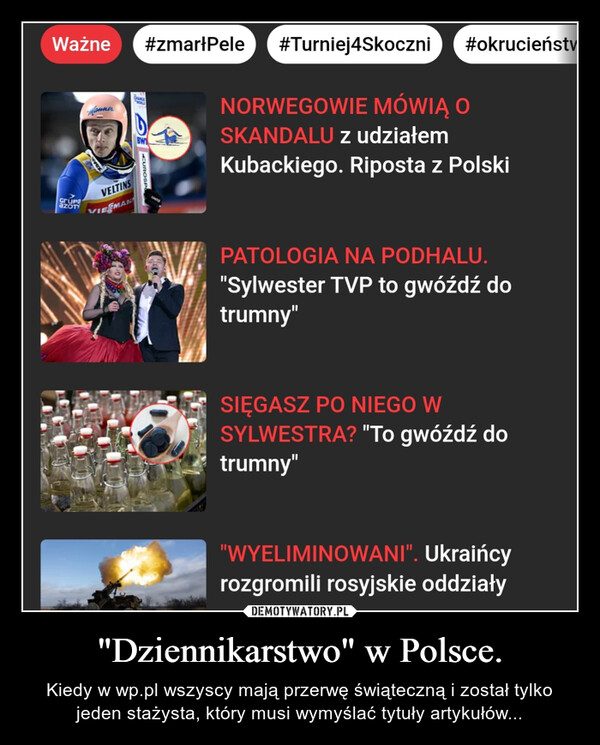 "Dziennikarstwo" w Polsce. – Kiedy w wp.pl wszyscy mają przerwę świąteczną i został tylko jeden stażysta, który musi wymyślać tytuły artykułów... 