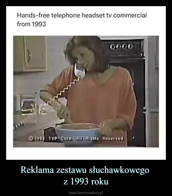 Reklama zestawu słuchawkowego z 1993 roku –  Hands-free telephone headset tv commercialfrom 199300001995 TVP Corp. All Rights Reserved