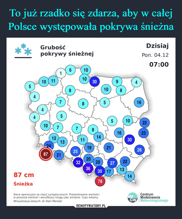 To już rzadko się zdarza, aby w całej Polsce występowała pokrywa śnieżna