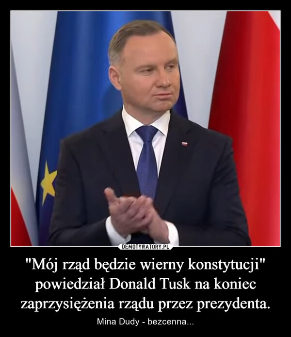 "Mój rząd będzie wierny konstytucji" powiedział Donald Tusk na koniec zaprzysiężenia rządu przez prezydenta. – Mina Dudy - bezcenna... 