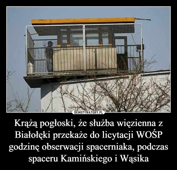 Krążą pogłoski, że służba więzienna z Białołęki przekaże do licytacji WOŚP godzinę obserwacji spacerniaka, podczas spaceru Kamińskiego i Wąsika –  #
