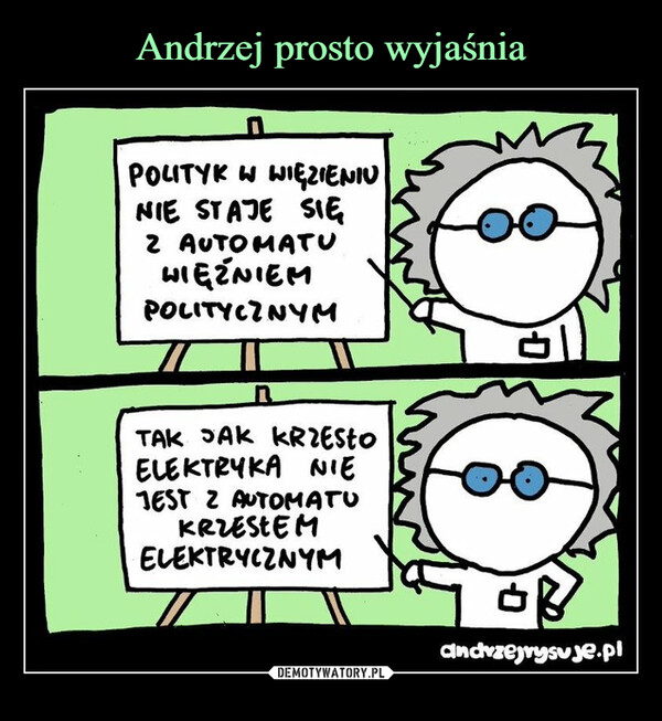  –  POLITYK W WIĘZIENIUNIE STAJE SIĘ2 AUTOMATUWIĘŹNIEMPOLITYCZNYMTAK JAK KRZESŁOELEKTRYKA NIETEST 2 AUTOMATUKRZESŁEMELEKTRYCZNYMandrzejrysuje.pl