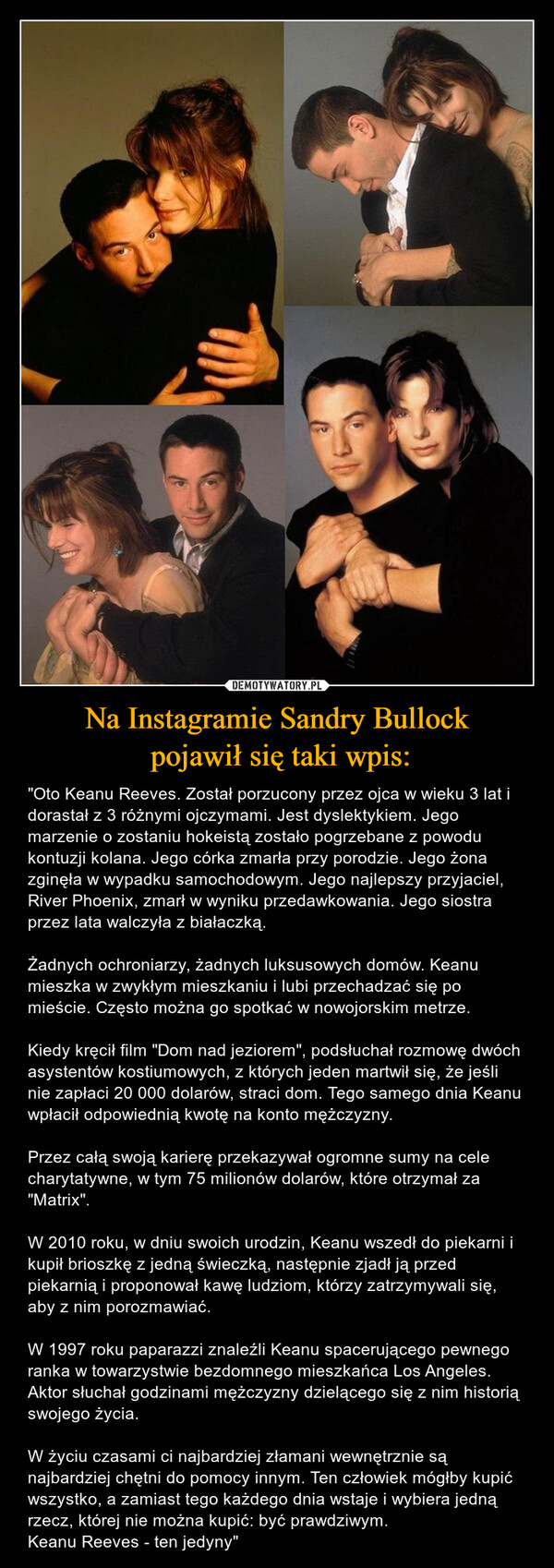Na Instagramie Sandry Bullock
 pojawił się taki wpis: